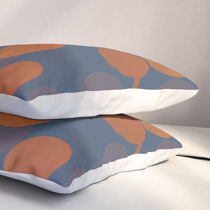 blue and orange midcentury dots pattern Pillow Sham Gallery Image 3