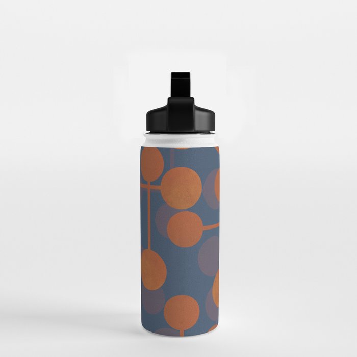 blue and orange midcentury dots pattern Water Bottle Gallery Image 2