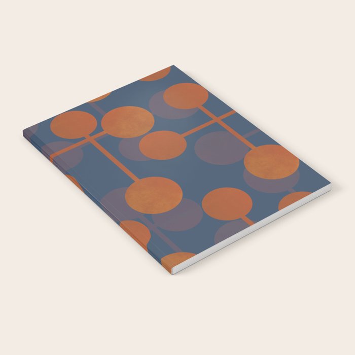 blue and orange midcentury dots pattern Notebook Gallery Image 2
