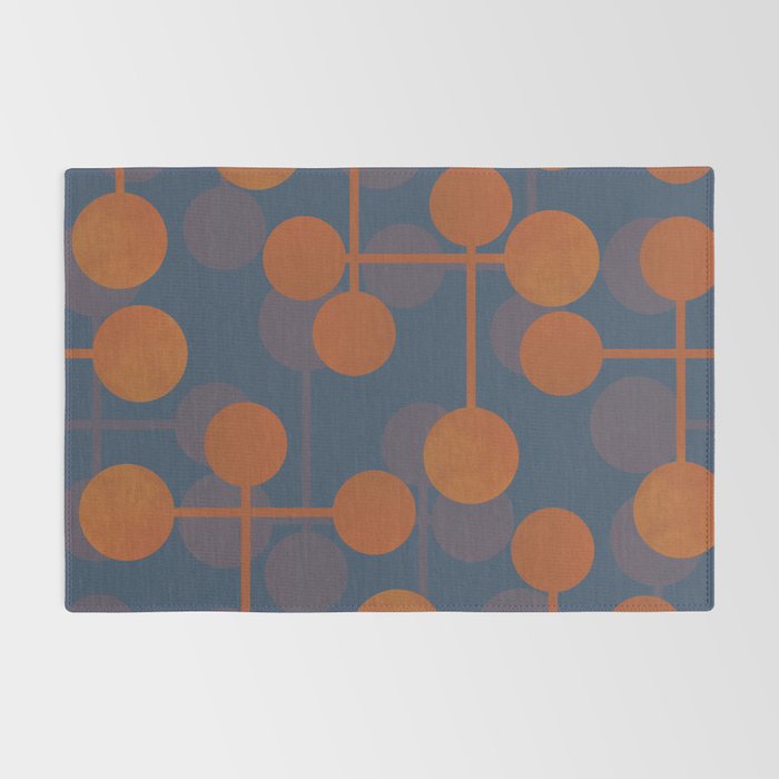 blue and orange midcentury dots pattern Rug Gallery Image 2