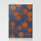 blue and orange midcentury dots pattern Stationery Card Gallery Image 2