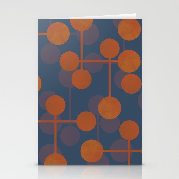 blue and orange midcentury dots pattern Stationery Card Gallery Image 2