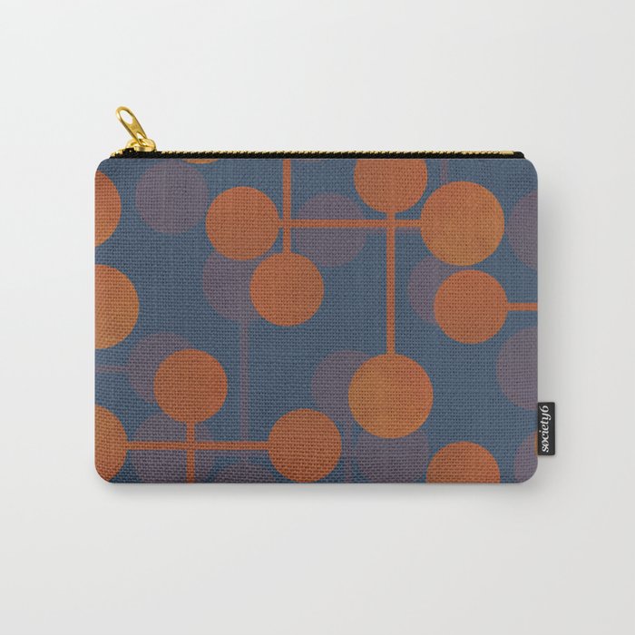 blue and orange midcentury dots pattern Carry All Pouch Gallery Image 1