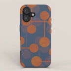 blue and orange midcentury dots pattern iPhone Case Gallery Image 1