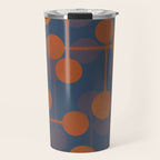 blue and orange midcentury dots pattern Travel Mug Gallery Image 1