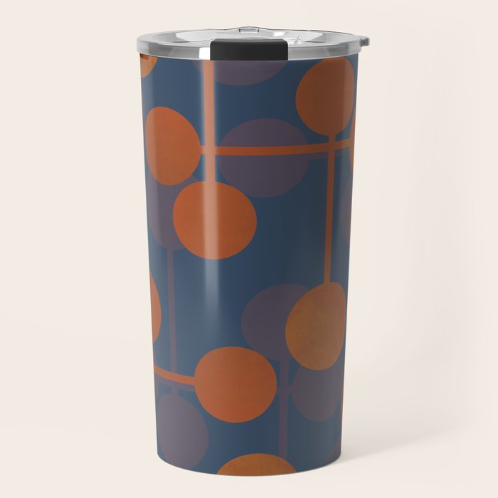 blue and orange midcentury dots pattern Travel Mug Gallery Image 1