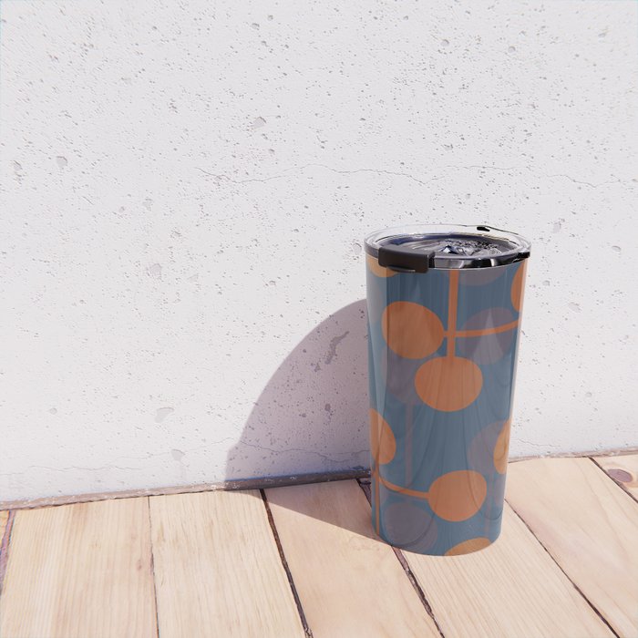 blue and orange midcentury dots pattern Travel Mug Gallery Image 4