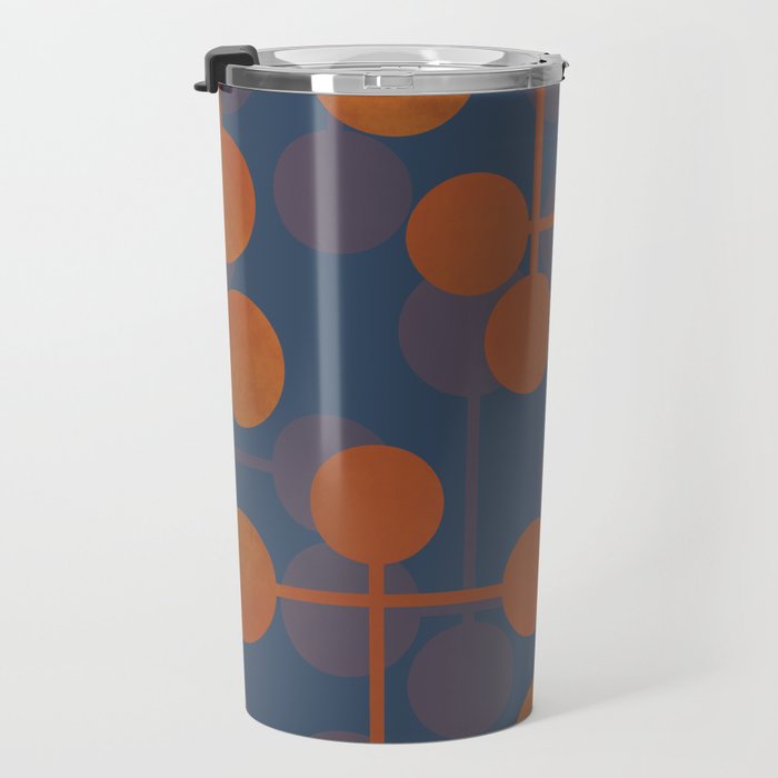 blue and orange midcentury dots pattern Travel Mug Gallery Image 3