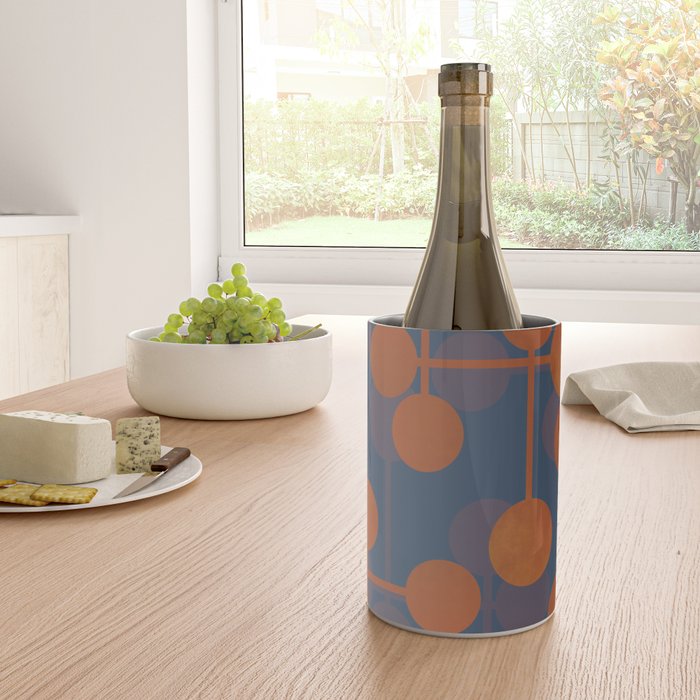 blue and orange midcentury dots pattern Wine Chiller Gallery Image 4
