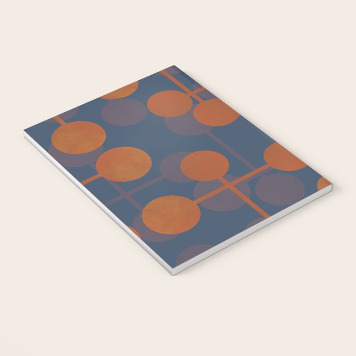 blue and orange midcentury dots pattern Notebook Gallery Image 3
