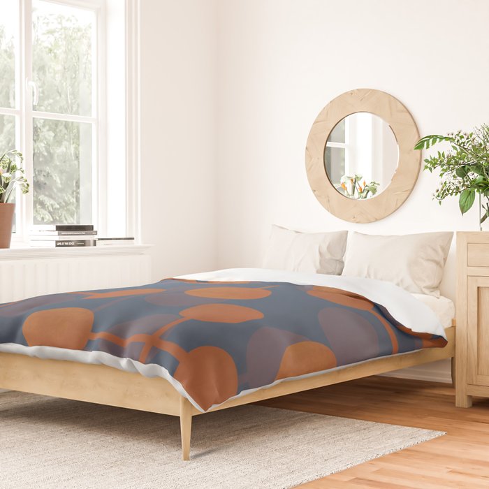 blue and orange midcentury dots pattern Duvet Cover Gallery Image 2