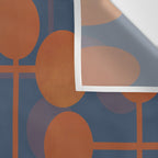 blue and orange midcentury dots pattern Wall Tapestry Gallery Image 3