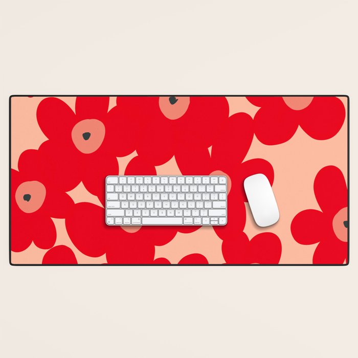 Red flower pattern  Desk Mat Gallery Image 1