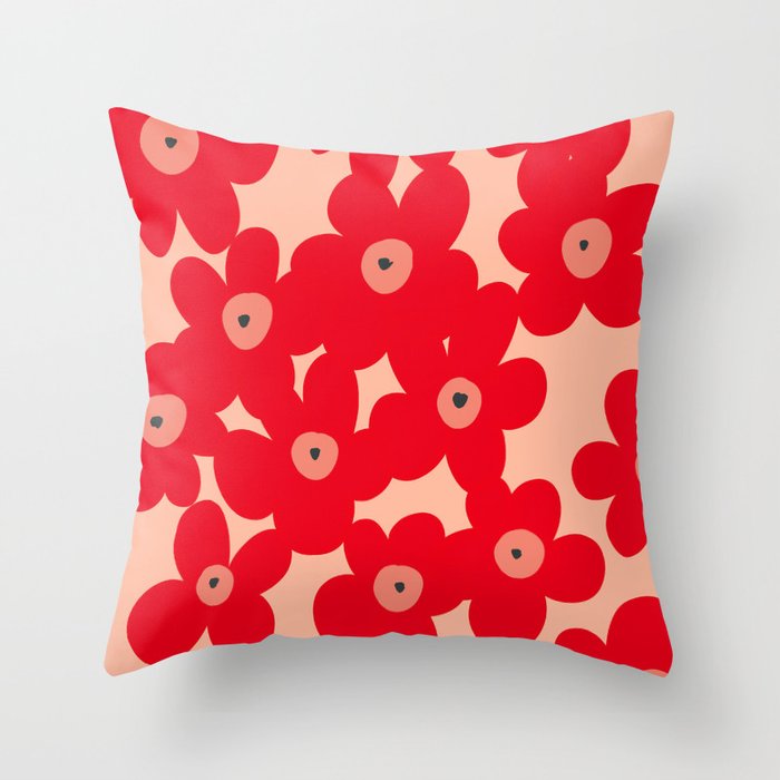 Red flower pattern  Throw Pillow Gallery Image 1