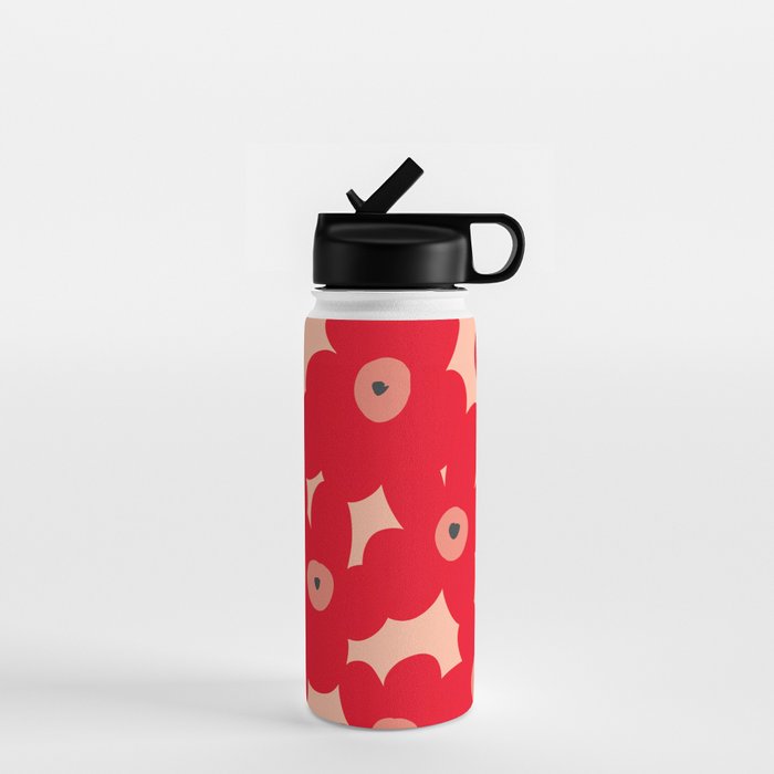 Red flower pattern  Water Bottle Gallery Image 1