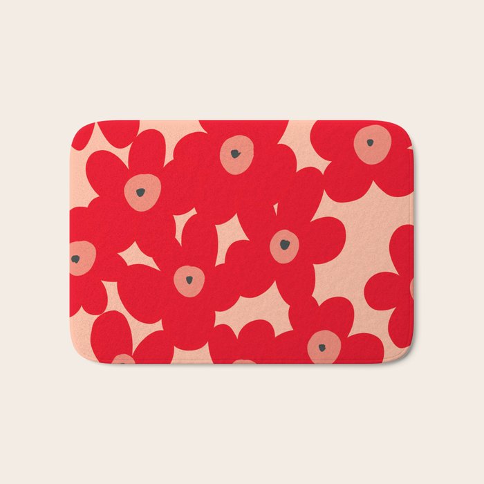 Red flower pattern  Bath Mat Gallery Image 1