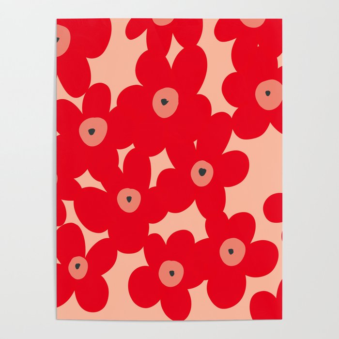Red flower pattern  Poster Gallery Image 4