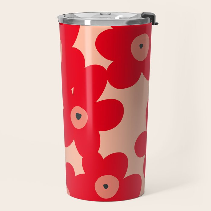 Red flower pattern  Travel Mug Gallery Image 2