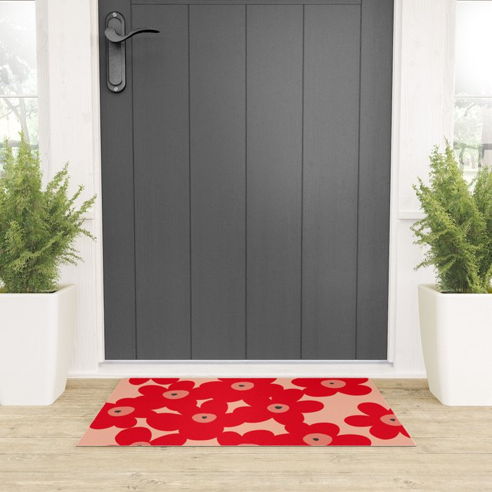 Red flower pattern  Welcome Mat Gallery Image 3