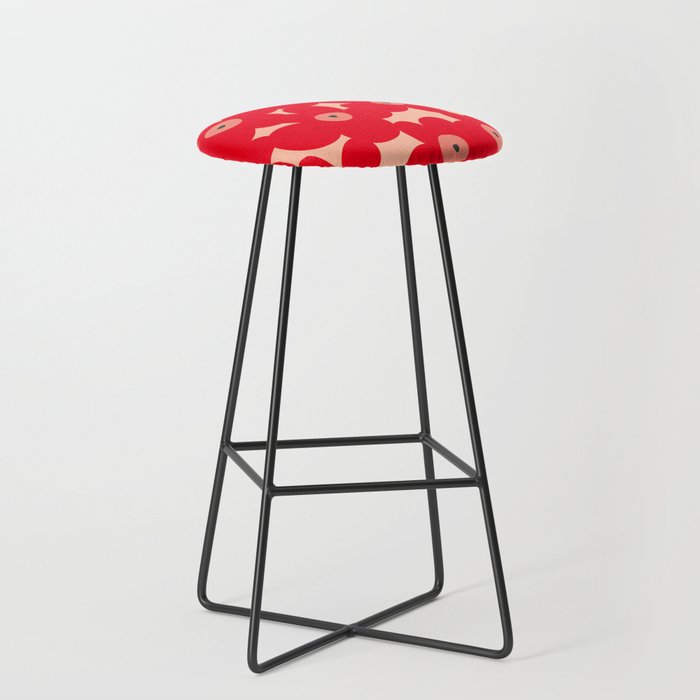 Red flower pattern  Stool Gallery Image 1