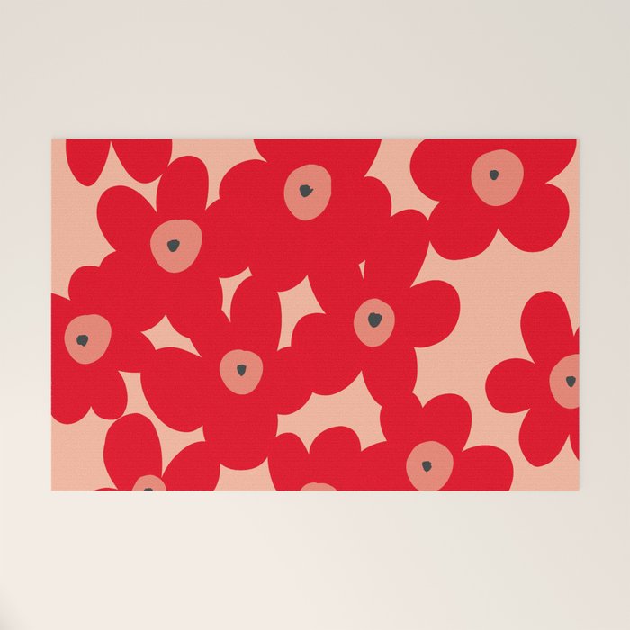 Red flower pattern  Welcome Mat Gallery Image 1