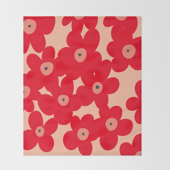 Red flower pattern  Throw Blanket Gallery Image 2