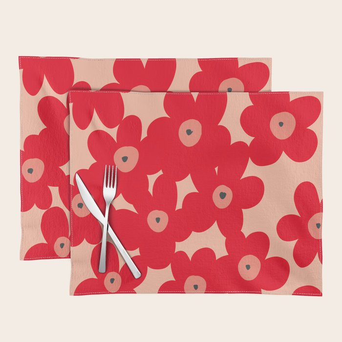 Red flower pattern  Placemat Gallery Image 1