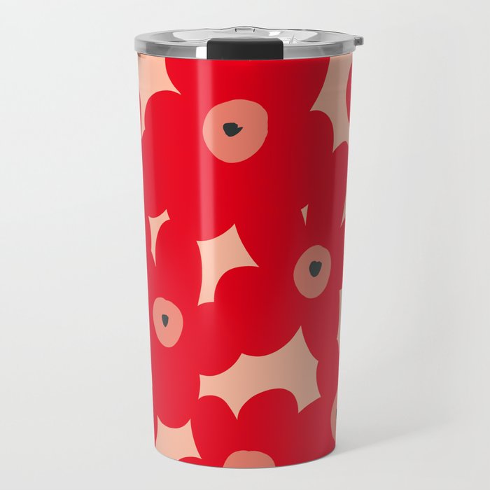 Red flower pattern  Travel Mug Gallery Image 1