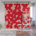 Red flower pattern  Wall Mural Gallery Image 1