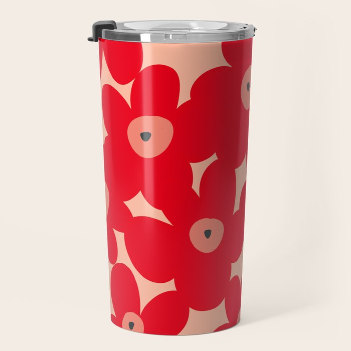 Red flower pattern  Travel Mug Gallery Image 3