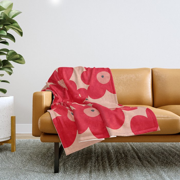 Red flower pattern  Throw Blanket Gallery Image 1