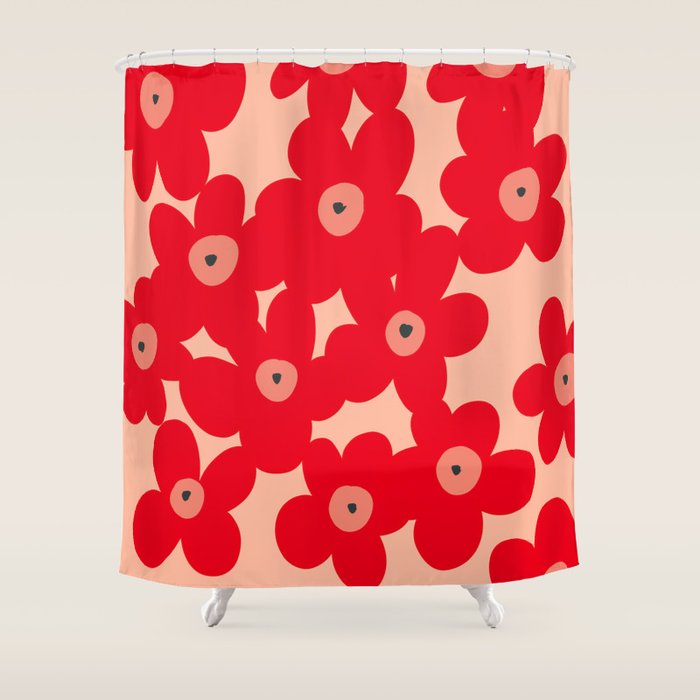 Red flower pattern  Shower Curtain Gallery Image 1