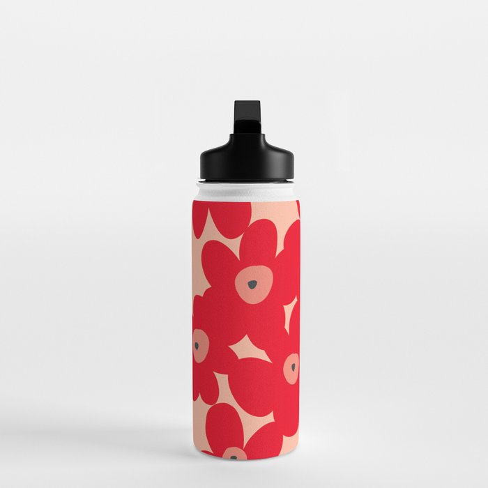Red flower pattern  Water Bottle Gallery Image 3