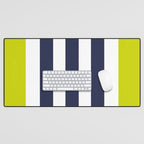 Modern Classy Navy Blue Lime Green STRIPES Desk Mat Gallery Image 1