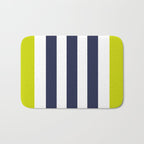Modern Classy Navy Blue Lime Green STRIPES Bath Mat Gallery Image 1