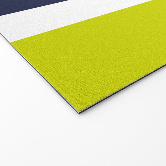 Modern Classy Navy Blue Lime Green STRIPES Welcome Mat Gallery Image 2