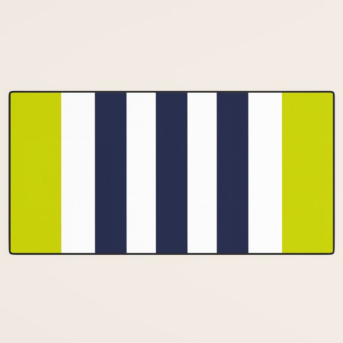 Modern Classy Navy Blue Lime Green STRIPES Desk Mat Gallery Image 3