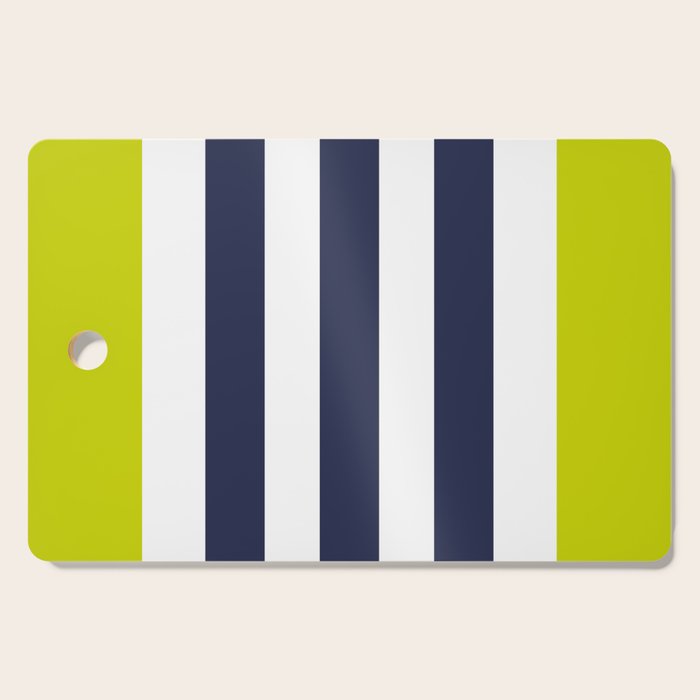 Modern Classy Navy Blue Lime Green STRIPES Cutting Board Gallery Image 1