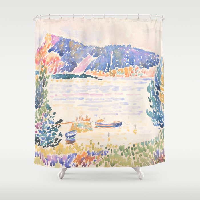 Cap NeÌgre by Henri-Edmond Cross 1909 French Cottage Mountain Country and Farmhouse Aesthetic Shower Curtain Gallery Image 1