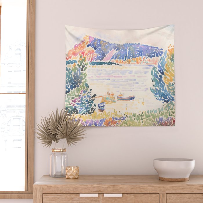 Cap NeÌgre by Henri-Edmond Cross 1909 French Cottage Mountain Country and Farmhouse Aesthetic Wall Tapestry Gallery Image 2