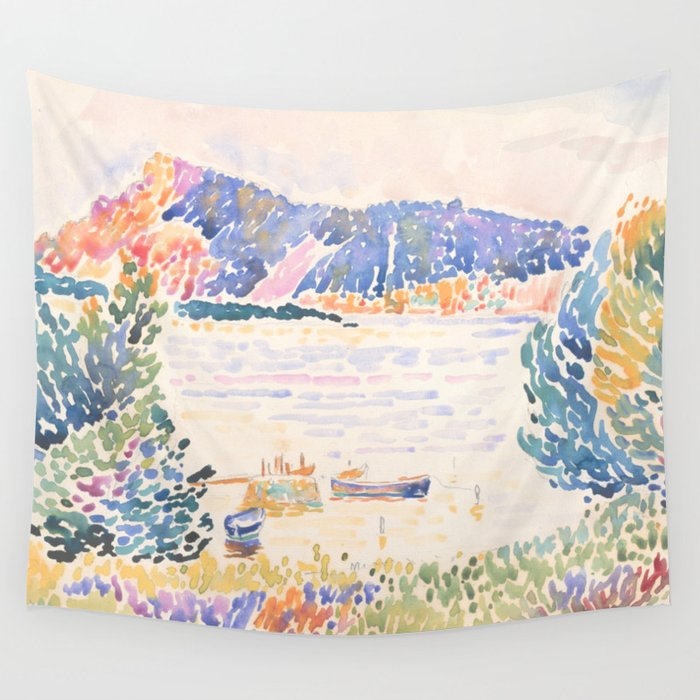 Cap NeÌgre by Henri-Edmond Cross 1909 French Cottage Mountain Country and Farmhouse Aesthetic Wall Tapestry Gallery Image 1