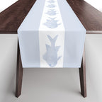 Coastal Fish Stripes Nostalgic Pattern in Light Blue and White Table Runner Gallery Image 1