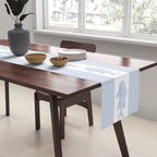 Coastal Fish Stripes Nostalgic Pattern in Light Blue and White Table Runner Gallery Image 2