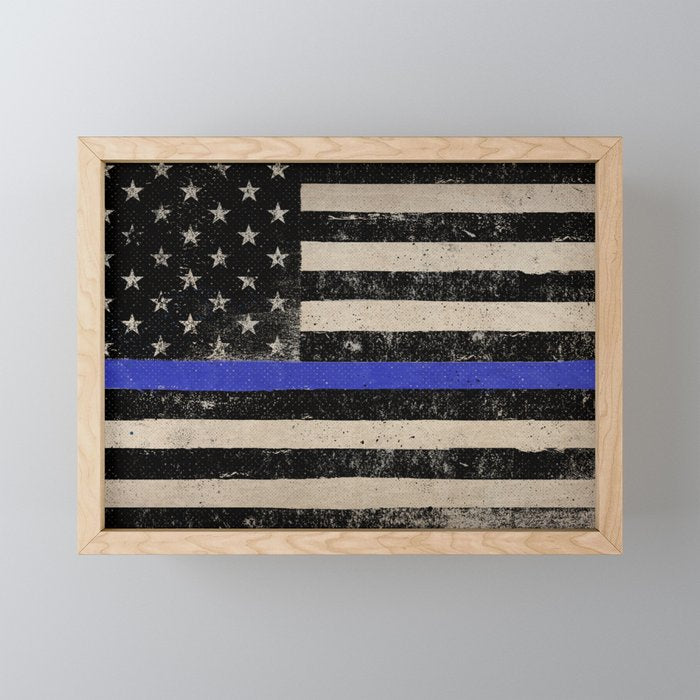 Thin Blue Line Police Flag First Responder USA Hero Mini Art Print Gallery Image 1