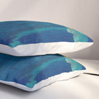 Japanese Woodblock print Torii In The Lake During Night Blue Monochromatic Pillow Sham Gallery Image 3
