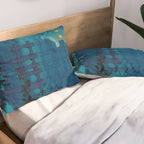 Japanese Woodblock print Torii In The Lake During Night Blue Monochromatic Pillow Sham Gallery Image 2