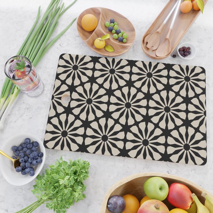 Monochrome Floral Geometric Pattern Cutting Board Gallery Image 2