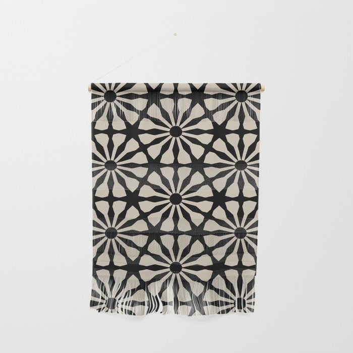 Monochrome Floral Geometric Pattern Wall Hanging Gallery Image 1