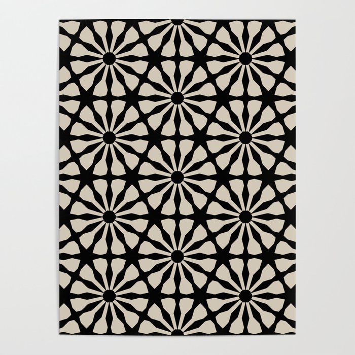 Monochrome Floral Geometric Pattern Poster Gallery Image 4