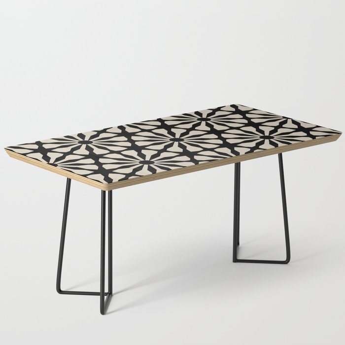 Monochrome Floral Geometric Pattern Coffee Table Gallery Image 1